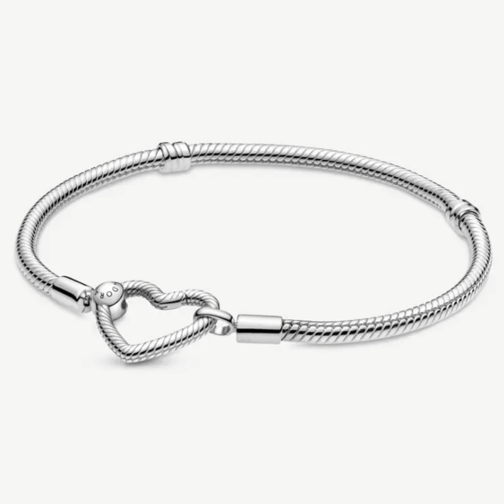 Pandora Moments Heart Closure Snake Chain Bracelet 8IN